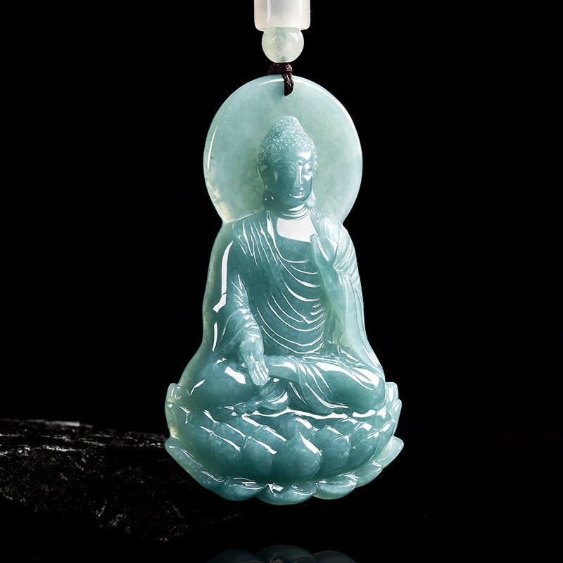 Necklace Pendant - 천연 버마산 비취 불상 펜던트 목걸이