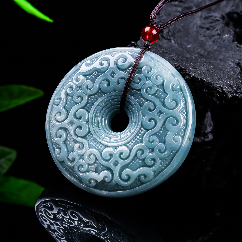 Jewelry & Watches Vitopoulos - 천연 버마산 경옥 꽃 펜던트 목걸이