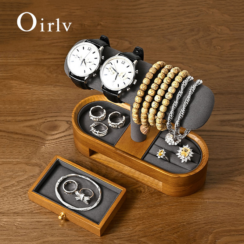 Jewellery Watches - Oirlv 단단한 나무 시계 주최자 선반