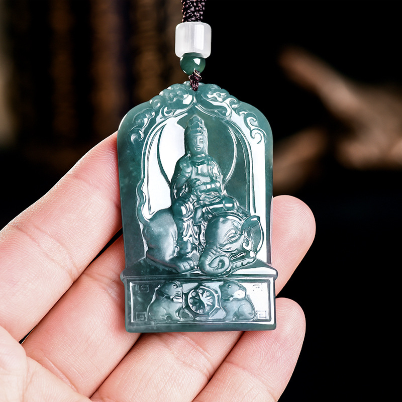 Necklace Pendant - 천연 버마산 경옥 관음 펜던트 목걸이