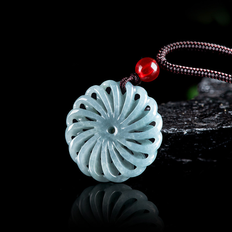 Necklace Pendant - 버마산 비취 꽃 펜던트 목걸이 스톤