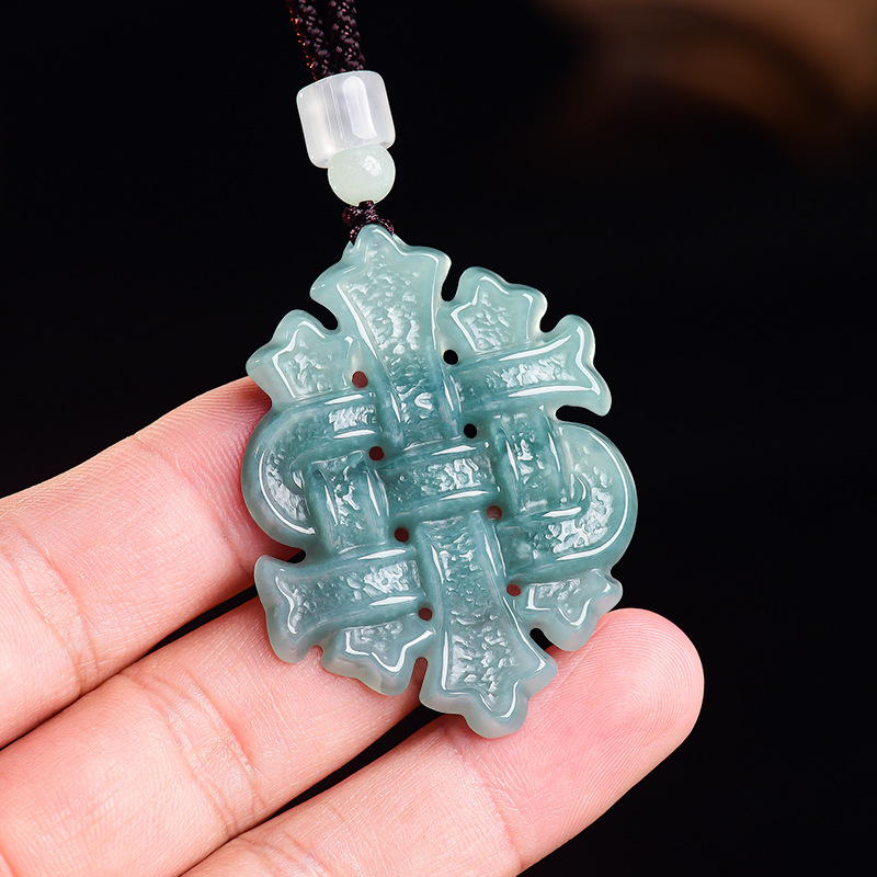 Necklace Pendant - 천연 버마산 비취 중국 매듭 펜던트