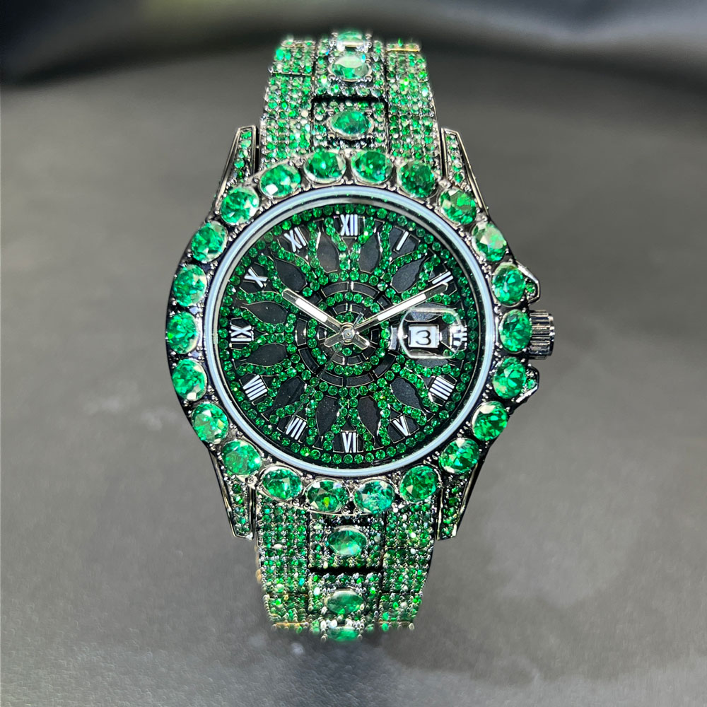 Jewelry And Watches Luxury Brand - 남성용 그린 다이아몬드 시계 브랜드 MISSFOX