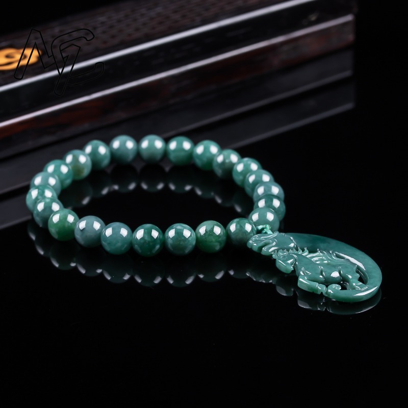 천연 비취 블루 워터 조디악 말 비즈 핸드 니팅 팔찌  - Jewelry & Watches Vitopoulos 리뷰 및 가격