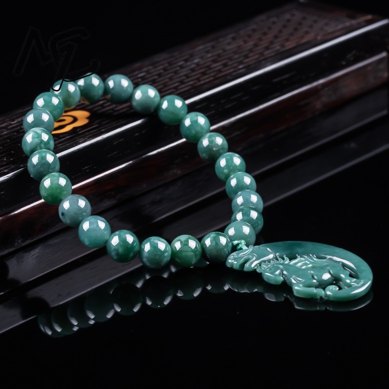 천연 비취 블루 워터 조디악 말 비즈 핸드 니팅 팔찌  - Jewelry & Watches Vitopoulos 리뷰 및 가격