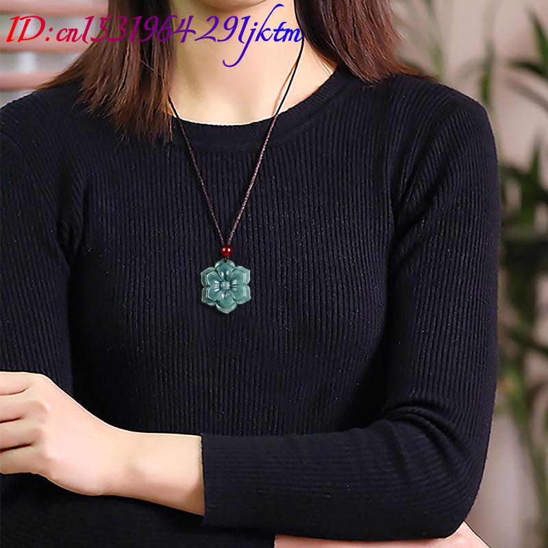 버마산 경옥 꽃 펜던트 목걸이 스톤 패션 액세서리 부적 - Necklace Pendant 리뷰 및 가격
