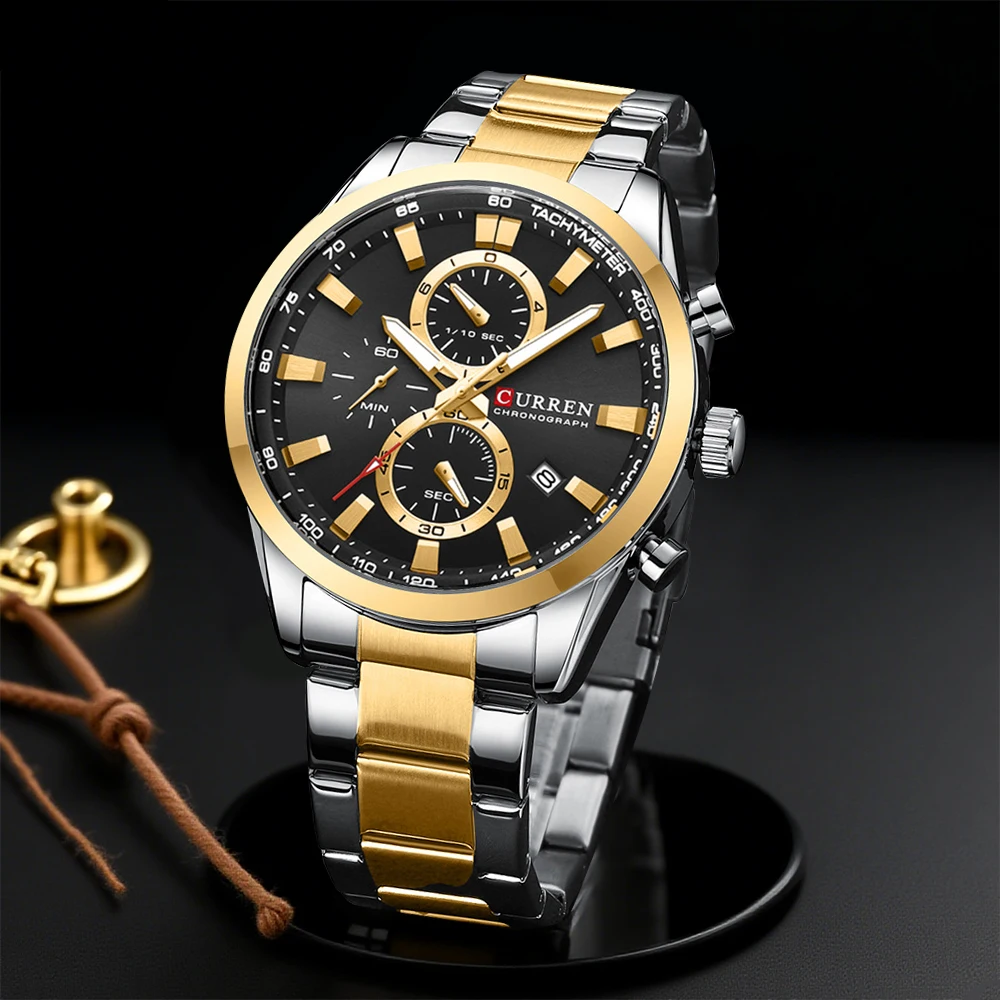 CURREN 캐주얼 쿼츠 크로노 스포츠 시계 남성용 브 - Jewellery Watches 리뷰 및 가격