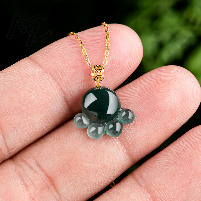 천연 진짜 에메랄드 블루 워터 제이드 고양이 발 펜던트 - Necklace Pendant 리뷰 및 가격