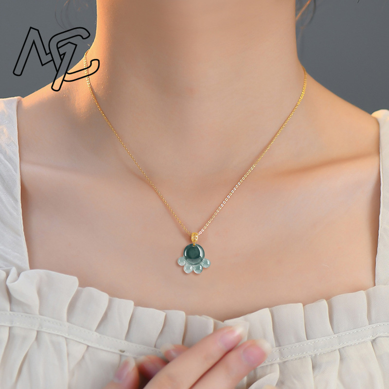 천연 진짜 에메랄드 블루 워터 제이드 고양이 발 펜던트 - Necklace Pendant 리뷰 및 가격