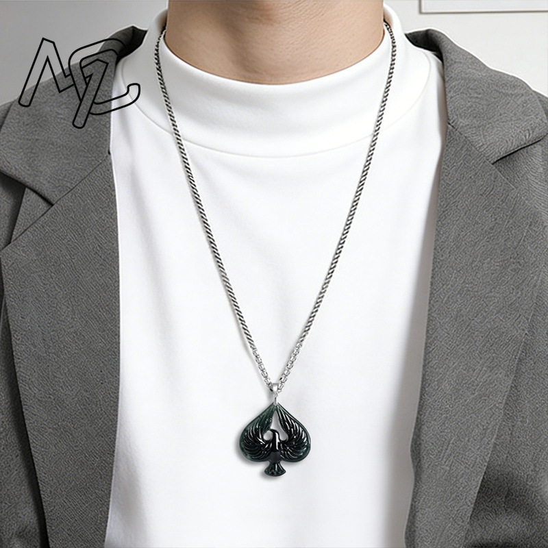 S925 실버 천연 옥 블랙 치킨 컬러 스페이드 펜던트 - Necklace Pendant 리뷰 및 가격