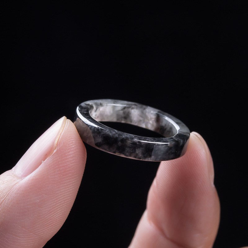 천연 A급 버마산, 블랙 제이디트 아이스 타입 반지,  - Jewelry & Watches Vitopoulos 리뷰 및 가격